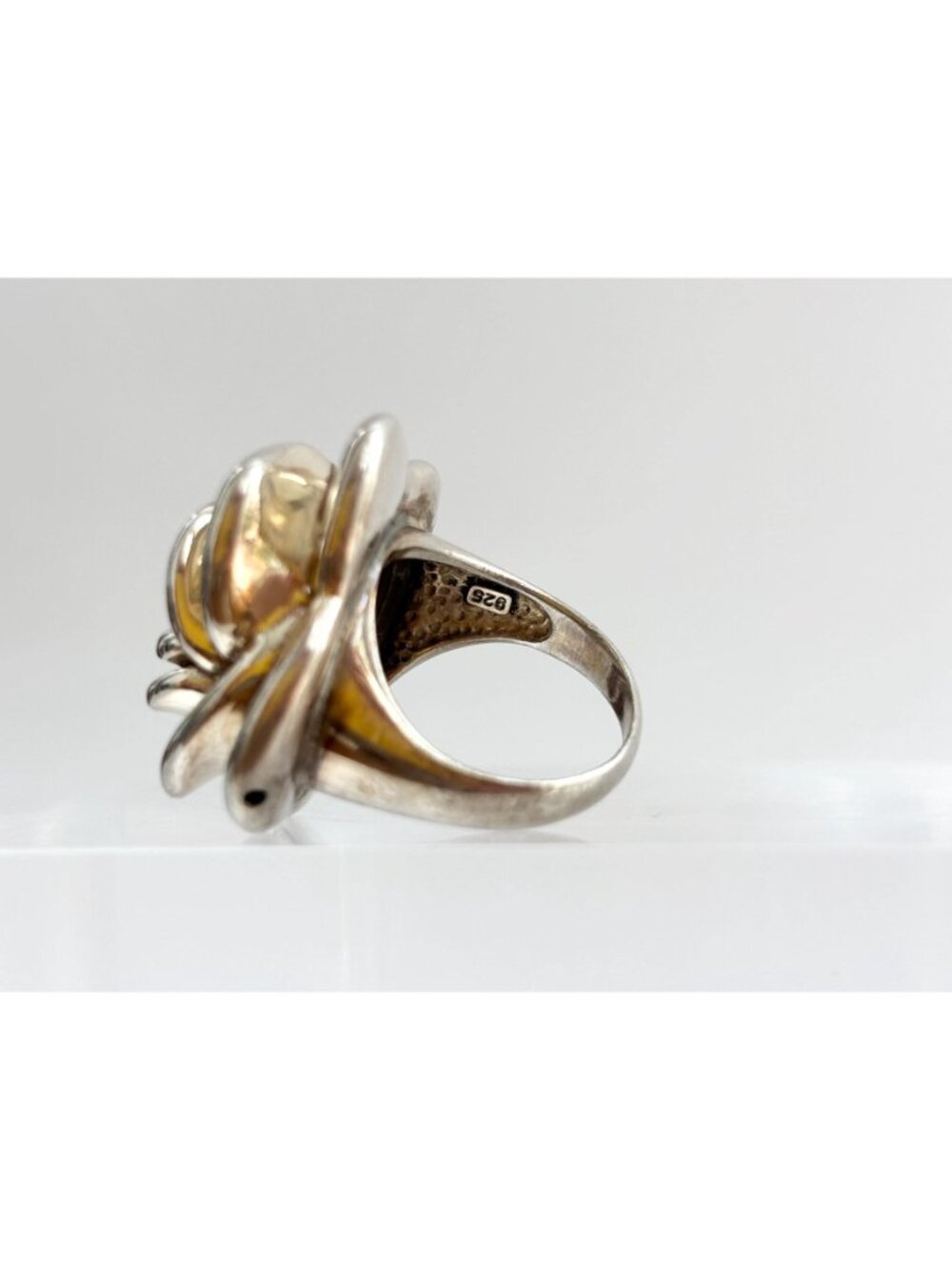Blooming Rose Floral Beautiful Jumbo Sterling Silver 925 Vintage Ring - sz 7 - Picture 10 of 16